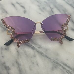 Purple Embellished Sunglasses
